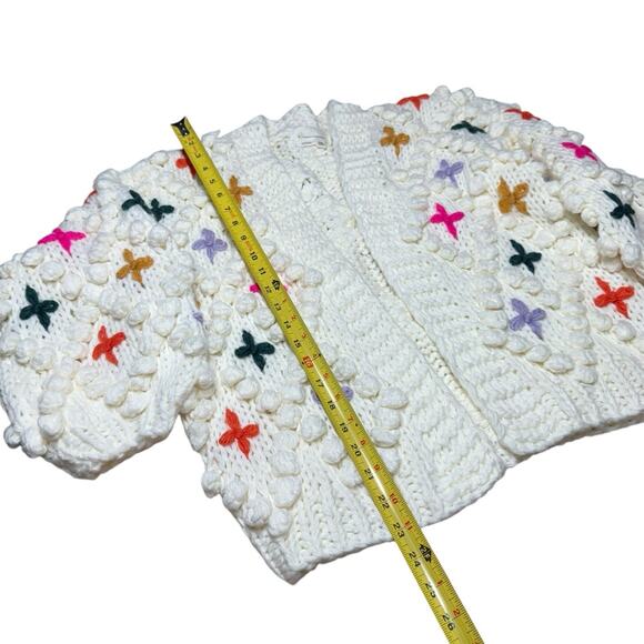 Anthropologie Rare In Things Bauble Chunky Knit Cardigan Bubble Popcorn One Size - Picture 11 of 11